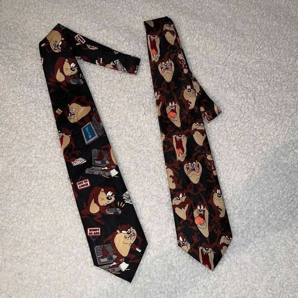2 Vintage Looney Tunes Tasmanian Devil Ties Taz